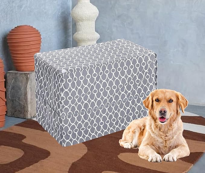 Dog Crate Cover for Wire Crates, Fits Most 36" inch Dog Crates. Easy to Put On, Take Off, and Adjust - Cover only-Gray -36 Inch