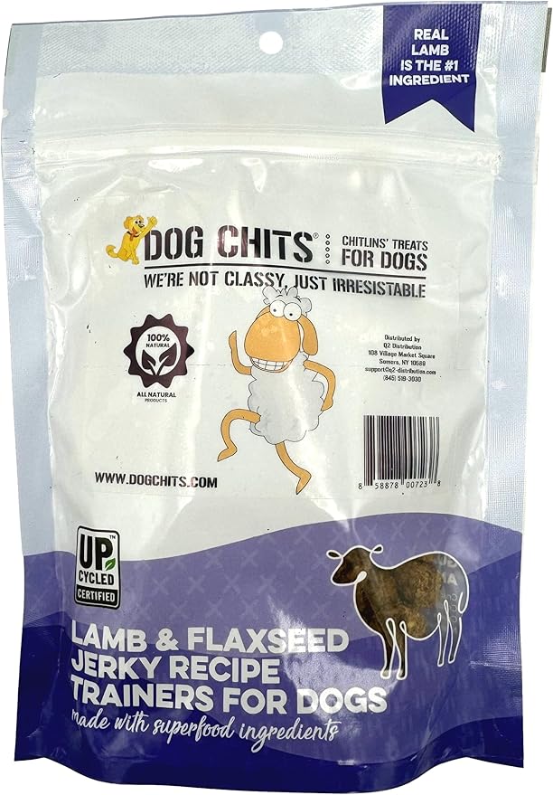 Dog Chits Lamb and Flaxseed Soft Chew for Dogs - Dog and Puppy Chews | Made in USA | USA Lamb | All Natural Treats | Large and Small Dogs | Rich in Omega 3 and 6 Flaxseeds | 4 oz.