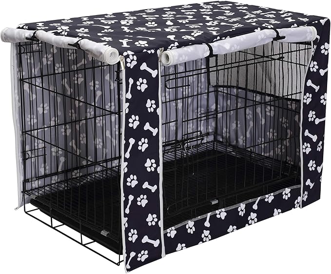 Geyecete Large Dog Crate Covers Fits 24inch-48inch Dog Crates for Small Medium Large Dogs Dog Crate Bed Dog Crate with Cover - Cover only(Crate Not Included)-Black-24
