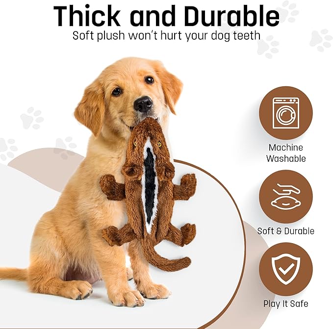 FGA MARKETPLACE Chipmunk Flat NO Stuffing NO Squeak Plush Dog Toy, Funny Style Will Entertain Your Dog for Hours, Recommended for Small and Medium Dog 21 INCH Long