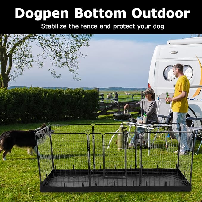 PJYuCien Rectangle Dog Playpen Bottom Pad - Fits 8 Panels 24"" Width Metal Dog Playpen -24""x72"" Size 600D Oxford Cloth Waterproof Playpen Bottom Pad (Note: Only Bottom Pad, No Playpen!!!), Black