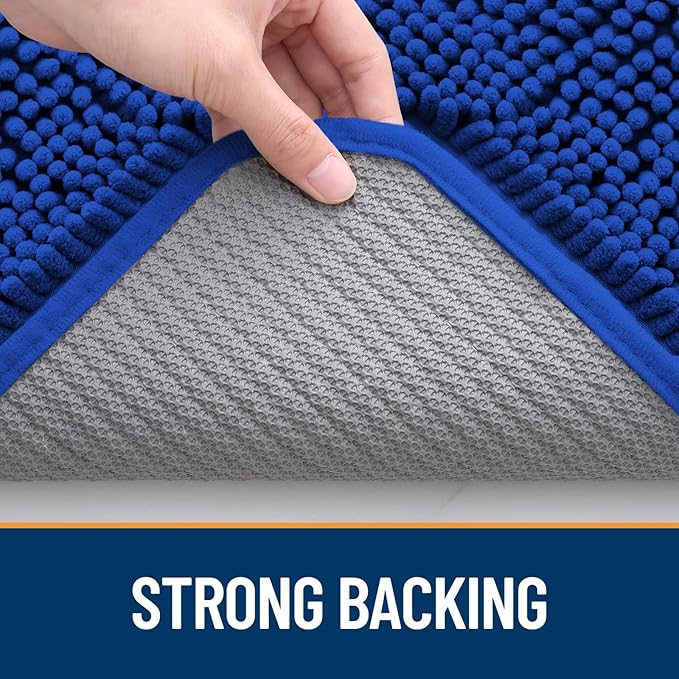 OLANLY Dog Door Mat for Muddy Paws 36x24, Absorbs Moisture and Dirt, Absorbent Non-Slip Washable Mat, Quick Dry Chenille, Mud Mat for Dogs, Entry Indoor Door Mat for Inside Floor, Royal Blue