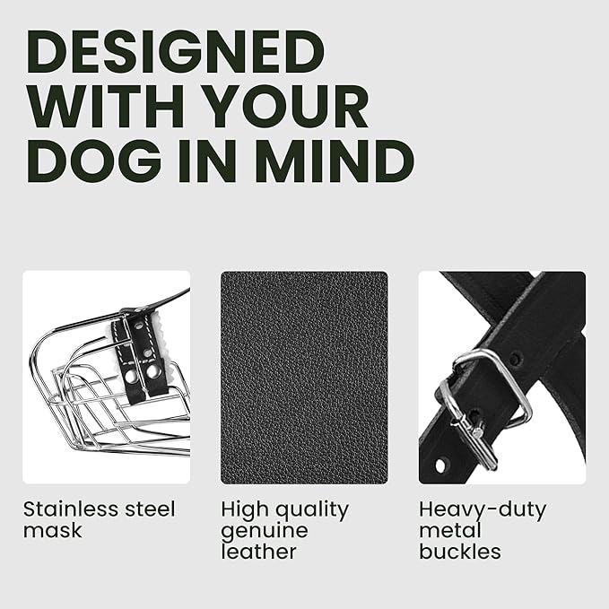 BRONZEDOG Dog Muzzle Wire Basket Metal Mask for Small, Medium and Large Dogs, Breathable, Dog can Drink, Adjustable, Padded, Training, Prevents Biting (Size 2: Jack Russell Terrier)