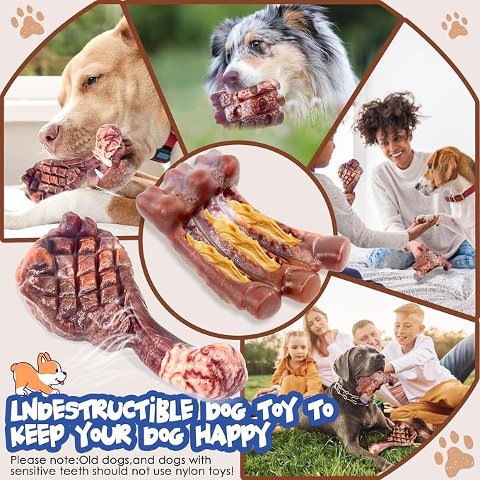 Dog Chew Toys for Aggressive Chewers：2 Pack Indestructible Dog Toy for Large Breed- Tough Nylon Teething Bone Toy to Keep Them Busy