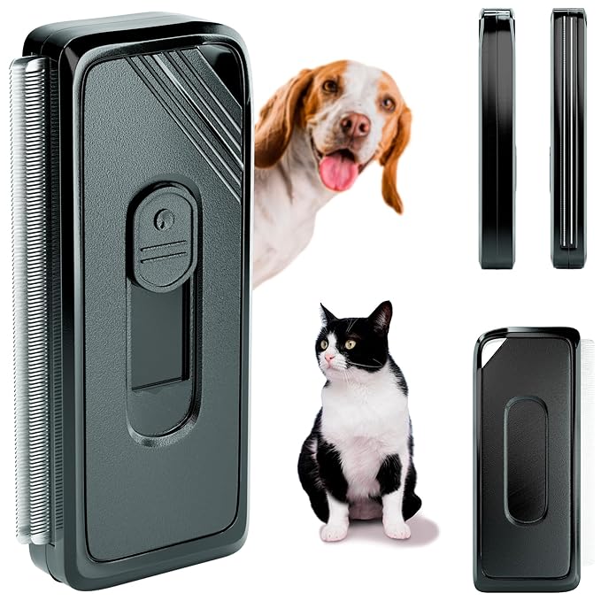 Black Self Cleaning Slicker Brush. Cat Brush with Release Button. Self Cleaning Dog Brush for Long Haired Dogs and Short Haired with Sturdy Case, Blades. Pet Grooming Brush for Dogs Shedding