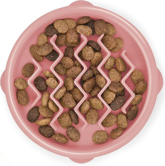 Outward Hound Fun Feeder Slo Bowl, Small Slow Feeder Dog Bowl, 3/4 Cups, Mini, Pink