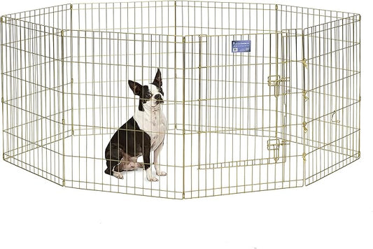 MidWest Homes for Pets Dog Exercise Pen & Playpen, 24" W x 30" W, No Door, Gold Zinc