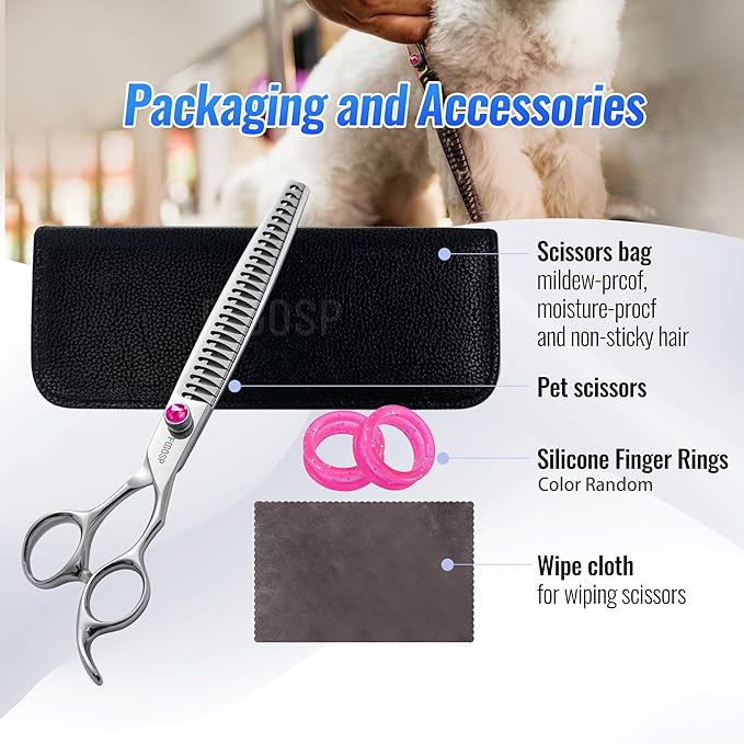Chunkers Dog Grooming Scissors 7.0 in Professional Thinning Shears for Dogs Pet Grooming Scissors Chunkers Shears Dog Grooming Japan 440C 70% Thinning Rate 18 Teeth(7.0'',Chunkers)