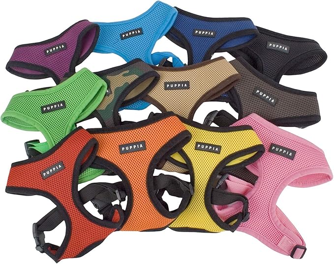 Puppia Soft Dog Harness No Choke Over-The-Head Triple Layered Breathable Mesh Adjustable Chest Belt and Quick-Release Buckle, Brown, X-Large