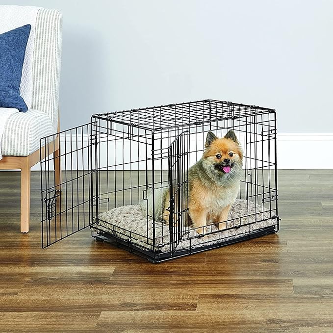 New World Newly Enhanced Double Door New World Dog Crate, Includes Leak-Proof Pan, Floor Protecting Feet, & New Patented Features, 24 Inch