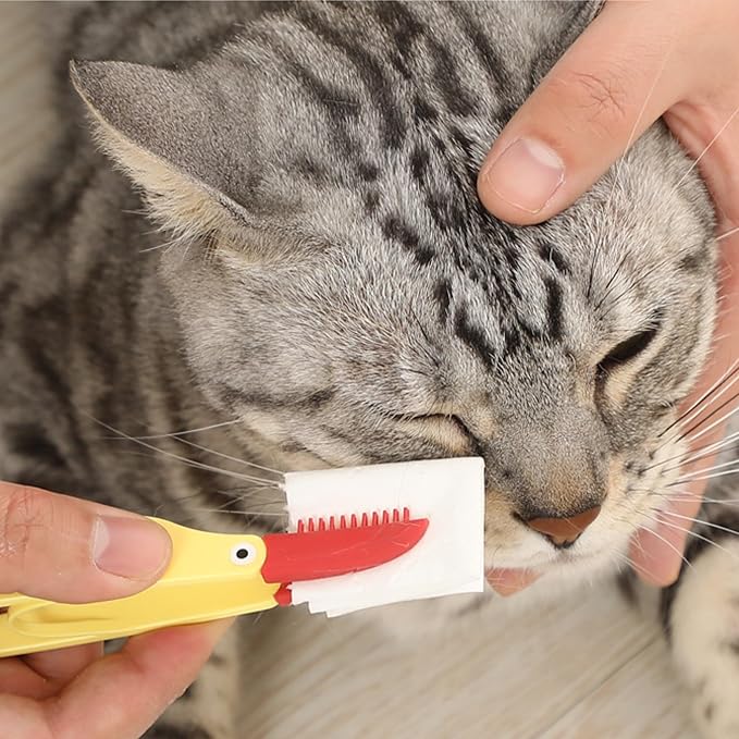 3PCS Soft Washable Pet Grooming Tools - Tear Stain Brush, Eye Excrement Comb with Handle, Tear Remover Comb for Cats and Dogs