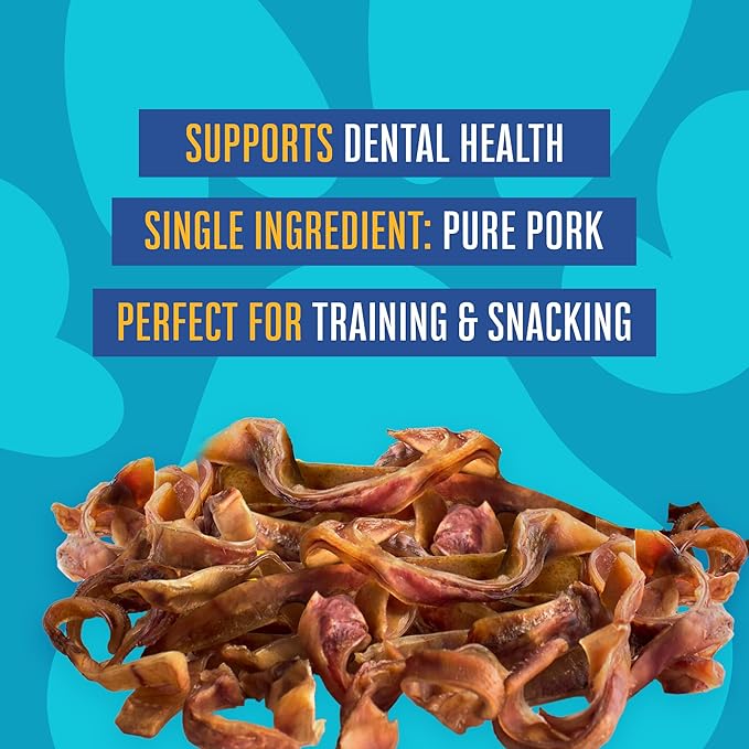 Super Can Pig Ears Slivers for Dogs 1LB - All Natural Dog Chews - Long Lasting Treats Small Medium Large Dogs - Rawhide Free & High Protein - Low Fat, Odor Free, Grain Free - Supports Dental Health