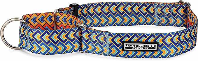 Lucky Love Dog Wide Martingale Dog Collar - No-Slip, Durable, & Soft Webbing 1.5 inch Martingale Collar for Dogs Male and Female Ideal for Training & Walking - Stylish Murphy Pattern, Medium Size