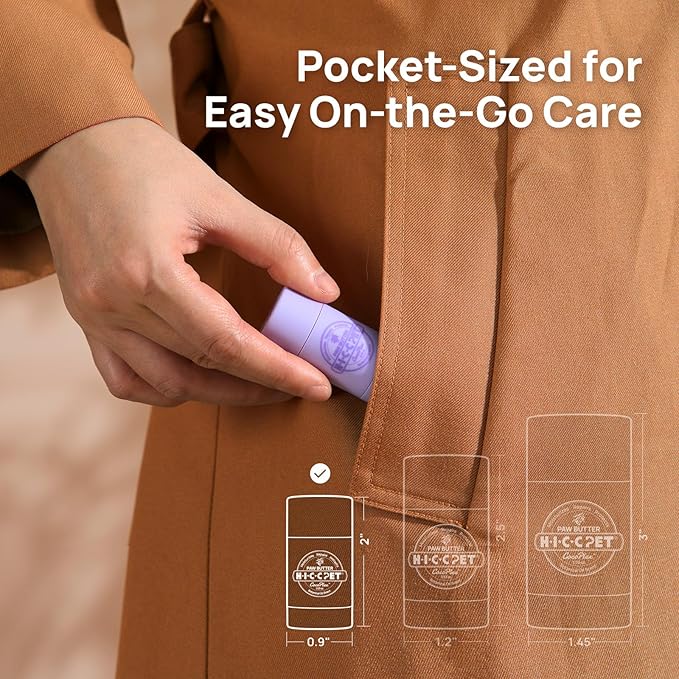 HICC PET Dog Paw Balm 0.21 oz for Dogs & Cats, Soothing Paw Balm Dogs Lick Safe, Moisturizing and Healing Dry Cracked Paws Cat Paw Balm, All-Natural Paw Wax for Dogs, Improves Rough Paws Relieves Odor