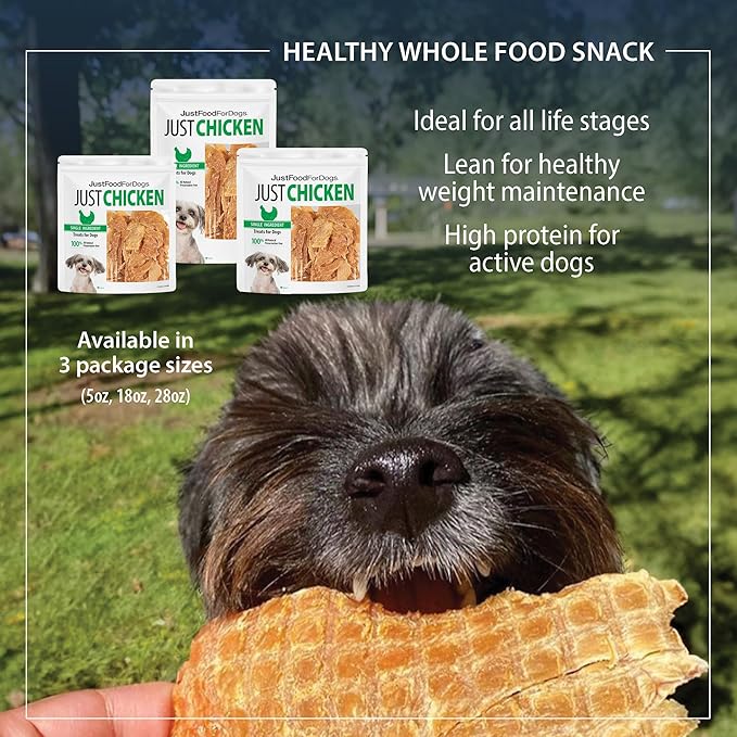 JustFoodForDogs Healthy Dog Treats, Single-Ingredient, Chicken Breast, 5 oz