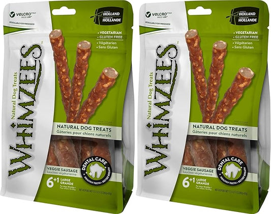 Natural Dog Treats - Veggie Sausage Sticks Large - 7 Pack - (Dogs 40-60 lbs) - Pack of 22