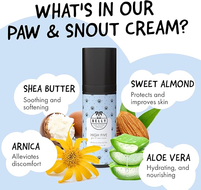 Belly Snout & Paw Cream for Dogs (1.7 oz) - 100% Natural Lick Safe Moisturizer, Soother & Protector for Cracked Paws, Snow & Salt - Fragrance Free - Elbows, Paws & Snout Soother for Dogs