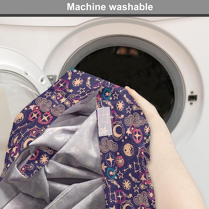 Lunarable Hipster Dog Crate Cover, Hand Drawn Starry Scene of Constellation Crescent Space-themed Layout, Easy to Use Pet Kennel Cover for Small Dogs Puppies Kittens, 18 Inch, Navy Blue and Multicolor