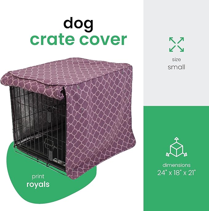Molly Mutt Royals Dog Crate Cover, 100% Cotton Canvas Cover with 2 Roll-Up Panels, Ideal for Dog or Cat Crate, Durable, Washable, and Free of Harmful Chemicals, 24" x 18" x 21"