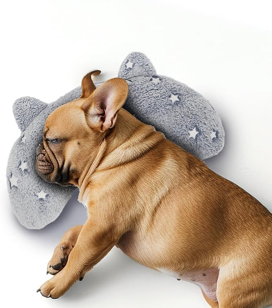 Dog Pillows for Medium Dogs, Glow in The Dark Soft Dog Neck Pillow, U-Shaped Pillow for Cat and Dog, Machine Washable Dog Toy & Dog Birthday Gift (Glow Grey, M)