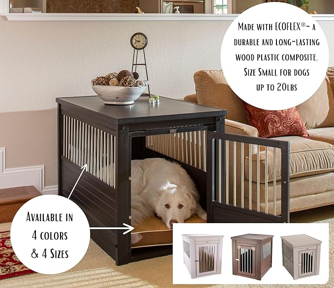 New Age Pet ECOFLEX Dog Crate End Table - Furniture-Style Pet Crate for Crate Trained Dogs - Stainless Steel Tubing & a Latched Closure - 10 Year Manufacturer's Warranty, X-Large, Black