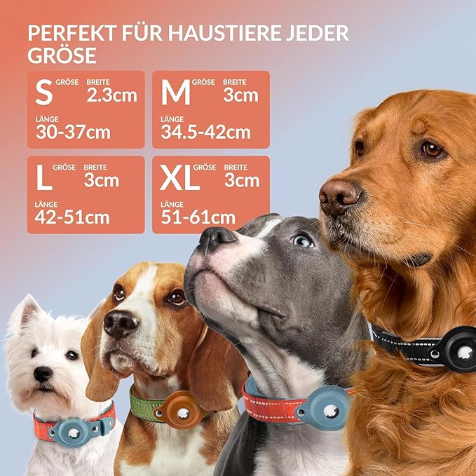 CollarDirect Airtag Dog Collar Reflective Nylon Neoprene Leather Holder for Apple Air Tag for Large, Medium, and Small Dogs (Pink, L, 16.5-20 Inch)