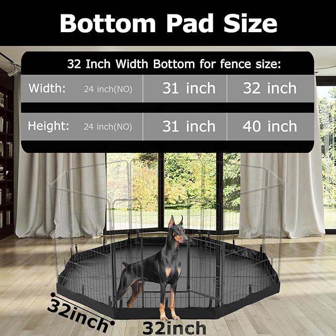 PJYuCien Dog Playpen Bottom Pad,Fits 32 Inch Width 8 Panels Regular Octagon Metal Exercise Pet Playpen,Black (Note:Playpen Not Included !!!)