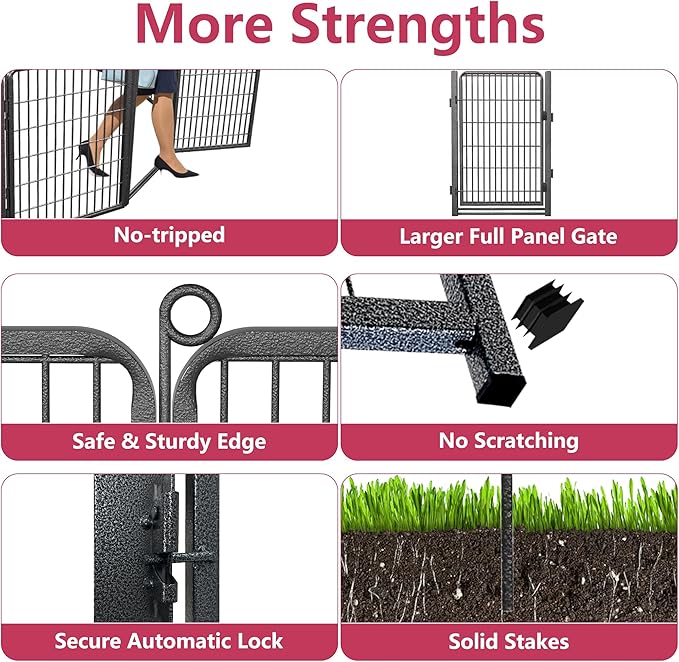 Dog Playpen with Extra Large Door Dog Fence Outdoor for Yard Indoor Dog Pen 40inch 10 Panels Dog Pens Outside Anti-Rust Pet Fence Portable Dog Fence for RV Camping Yard