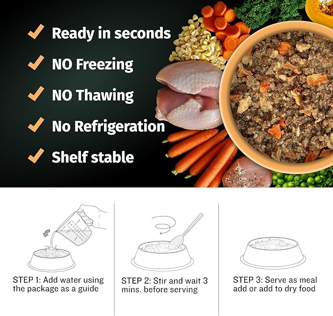 Bully Max Wet Puppy Food - Instant Fresh Dehydrated High Protein Soft Dog Food with Chicken - Healthy Growth for Small & Large Breed Puppies - 2 Dry Dog Food Pounds (Makes 5.5 lbs. of Wet Dog Food)