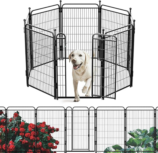 Gardner Pet Dog Playpens, 40" H 8 Panels Dog Pen Outdoor/Indoor Dog Fence Exercise Pen for Small/Medium/Large Dogs, Foldable Pet Play Yard Gate with Gravity Automatic Lock, Pet Playpen, Black