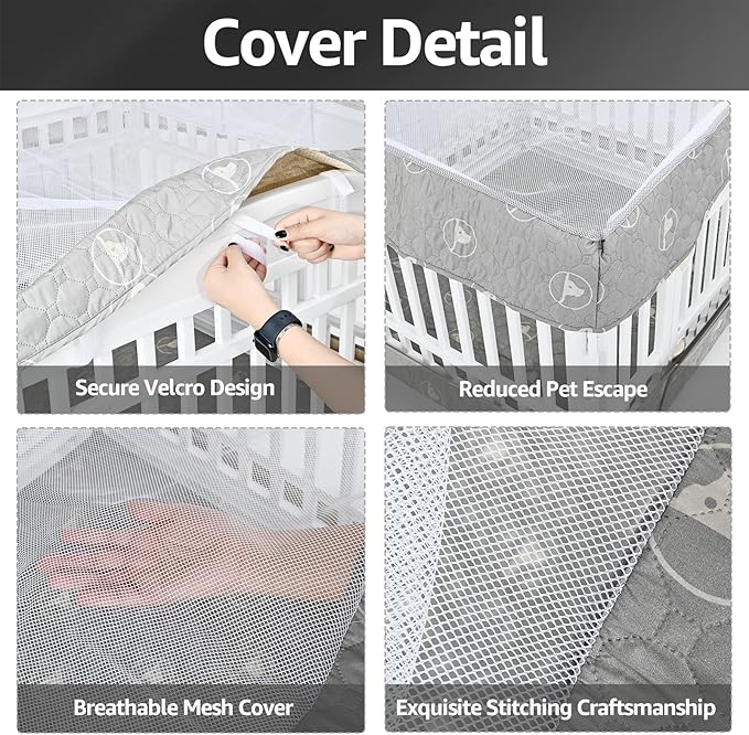 PJYuCien Dog Playpen Bottom Pad and Cover Fits for 36 Inch 4 Panels Exercise Pet Pen,Grey