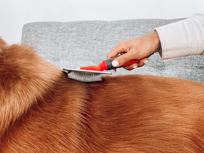 Tuff Pupper Slicker Brush | Large Comb Head for Medium & Large Dogs | Removes Shedding Fur, Tangles & Mats | Grooming Tool