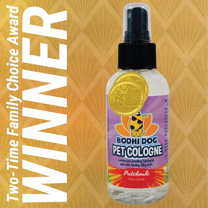 Bodhi Dog Natural Dog Cologne (Patchouli) - Premium Scented Deodorizing Pet Perfume with Conditioner for Dogs & Cats - Keeps Pets Fresh & Clean - Gentle and Safe Formula, Made in USA (4 Fl Oz)