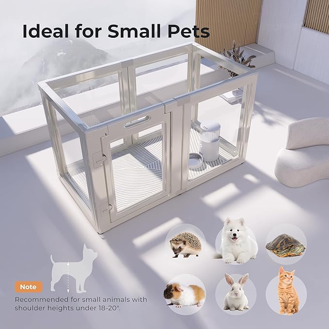 Clear Acrylic Plastic Dog Playpen Indoor,for Puppy Cat Rabbit Ferret Transparent Pet Pen,Easy Assemble Enclosure,Preferable for Small Dogs (6 Panels (White))