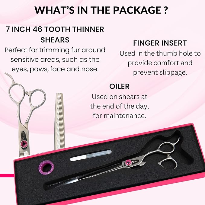 Kenchii Love Dog Grooming Scissors, 46 Tooth Thinning Shears, Dog Scissors for Grooming, Professional Pet Grooming Scissors, Heavy Duty, Durable and Sharp