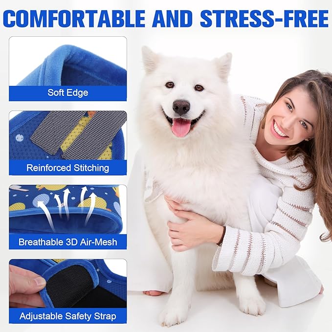 PAWCHIE Dog Grooming Hammock Harness for Dogs & Cats with Pet Nail Clipper Trimmer - Cat Hanger Sling for Trimming Clipping Nails- Dog Hammock Restraint Bag for Small Medium Large Dog, Navy Blue S