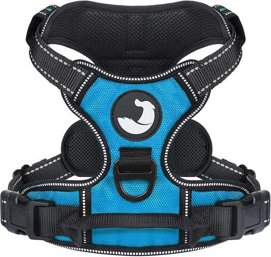 Joytale No Pull Dog Harness Medium Sized Dog, Reflective Pet Vest with Front Clip, Adjustable Soft Padded Harnesses with Easy Control Handle for Training and Walking, Sky Blue, M