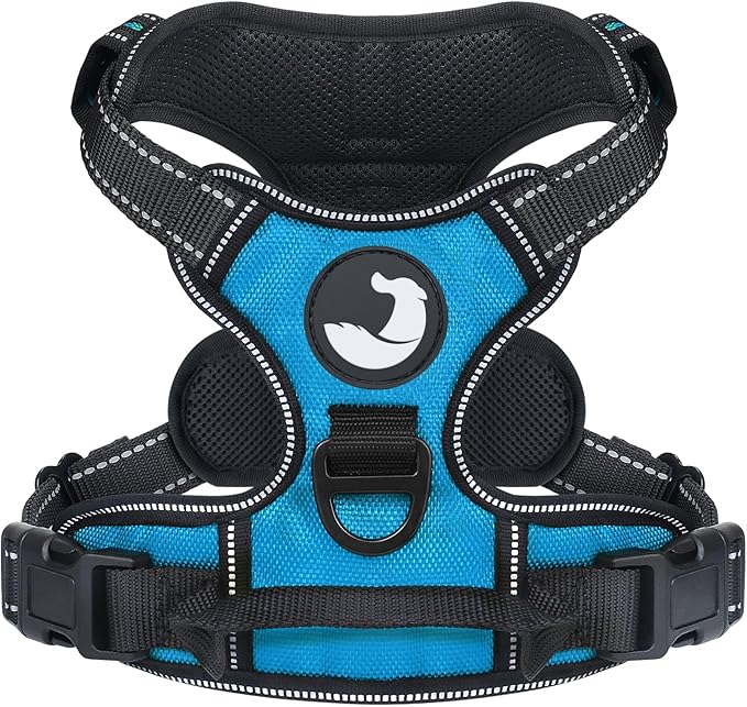 Joytale No Pull Dog Harness for Large Dogs, Reflective Pet Vest with Front Clip, Adjustable Soft Padded Harnesses with Easy Control Handle for Training and Walking, Sky Blue, L