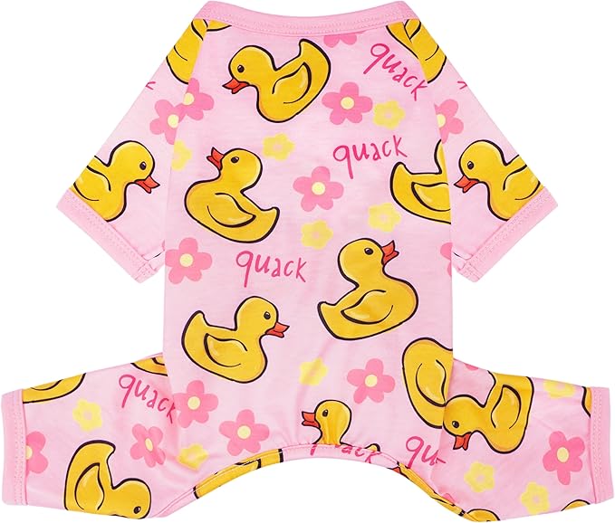 Dog Pajamas Summer Dog Clothes for Small Medium Dogs Boy Girl Doggie Pjs Cute Doggy Onesie Breathable Puppy Clothes Soft Stretchy Cat Pet Outfit (Duck, Medium)