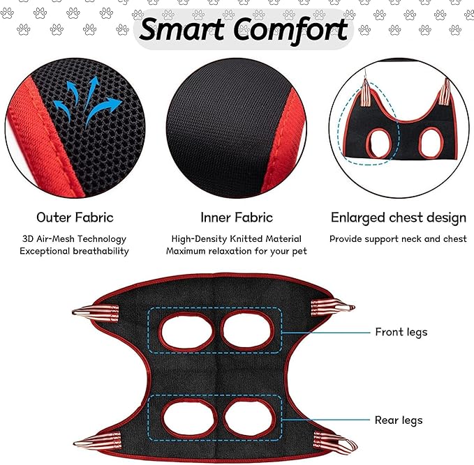 Pet Grooming Hammock for Multipurpose Use, 13 PCS Pet Grooming Kit for Cat & Dog Grooming, Dog Hammock with Nail Clippers/File/Scissors/Steel Comb for hairs, Dog Grooming Harness for Nail Trimming