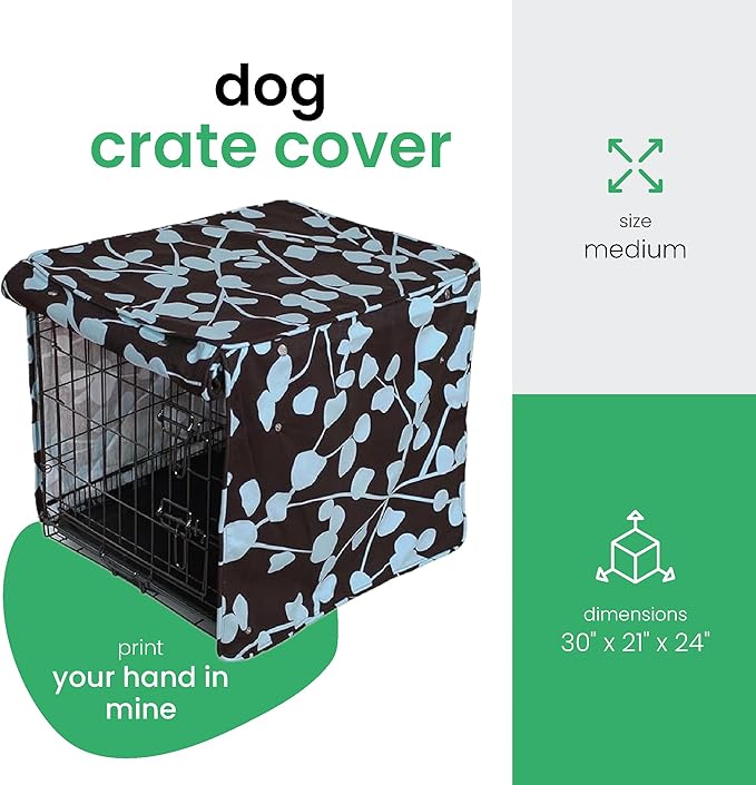 Molly Mutt Your Hand in Mine Dog Crate Cover, 100% Cotton Canvas Cover with 2 Roll-Up Panels, Ideal for Dog or Cat Crate, Durable, Washable, and Free of Harmful Chemicals, 30" x 21" x 24"