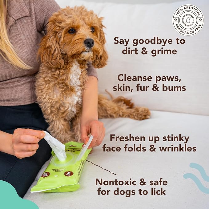 Natural Dog Company Grooming Bundle with (1) Itchy Dog Shampoo,12 oz. and (3) Grooming Wipes, 50 Count Each