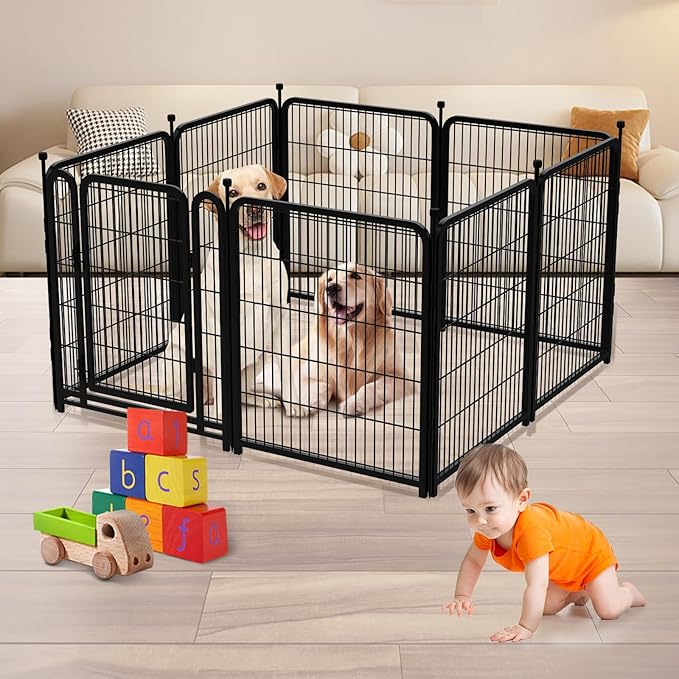 Dog Playpen 36 Inch 14 Panels, Dog Play Pen Indoors, Garden Fence for Yard, Total 31 Ft(l) Black Dog Pen Wide Door Low Threshold, Be Suitable for Camping Garden Yard