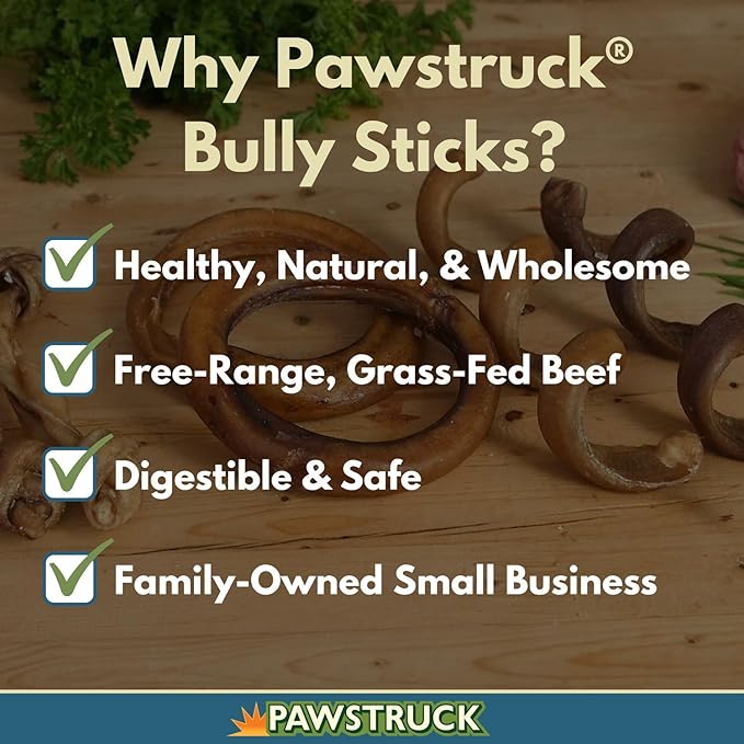 Pawstruck All-Natural 6" Bully Stick Springs for Dogs - Fun Challenging Rawhide Free 100% Beef Single Ingredient Chew Treat Bones - Fully Digestible Low Odor - 3 Pack - Packaging May Vary