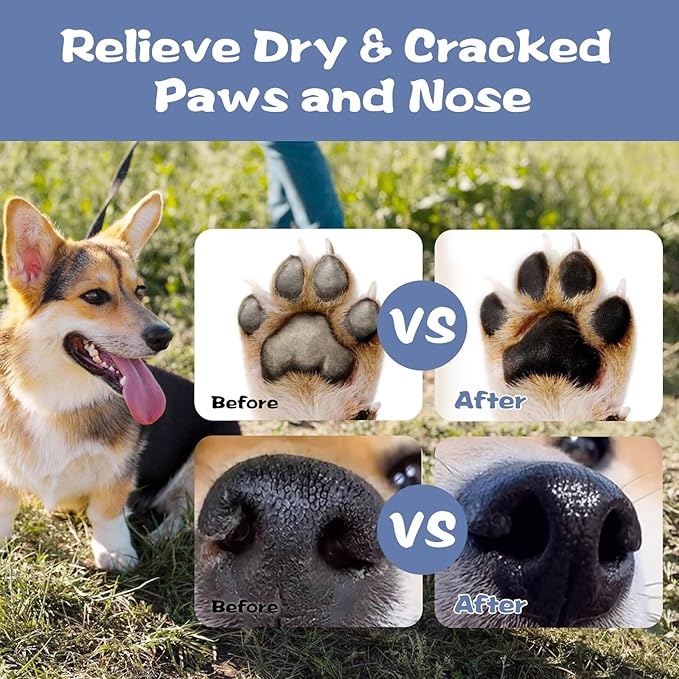 Dog Paw Pad Balm - Natural Lick Safe Cat Dog Paw Balm Soother & Moisturizer for Cracked Dry & Damaged Paws, Nose & Elbows,Dog Nose Balm, Snout Soother for Dogs