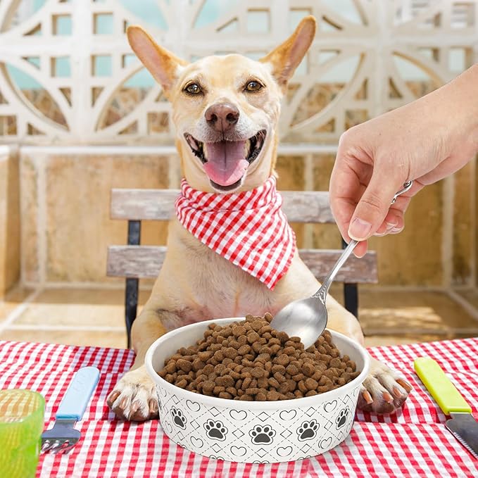 SOUJOY 40Pcs Disposable Pets Bowls, 16 oz Paper Dog Food Bowl, Cute Foot Print Design Travel Cat Feeding Bowl for Small Dog Puppy Dry and Wet Food or Water