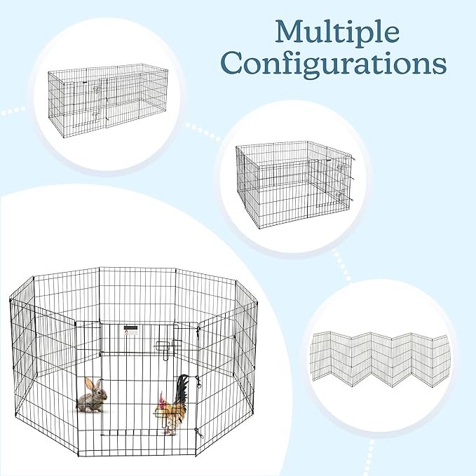 Dog Playpen - Foldable Metal Exercise Puppy Play Pen with 8 24x30in Panels - Indoor/Outdoor Pen with Door for Dogs, Cats or Small Animals by PETMAKER