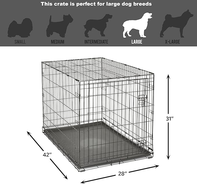 New World Newly Enhanced Single Door New World Dog Crate, Includes Leak-Proof Pan, Floor Protecting Feet, & New Patented Features, 42 Inch