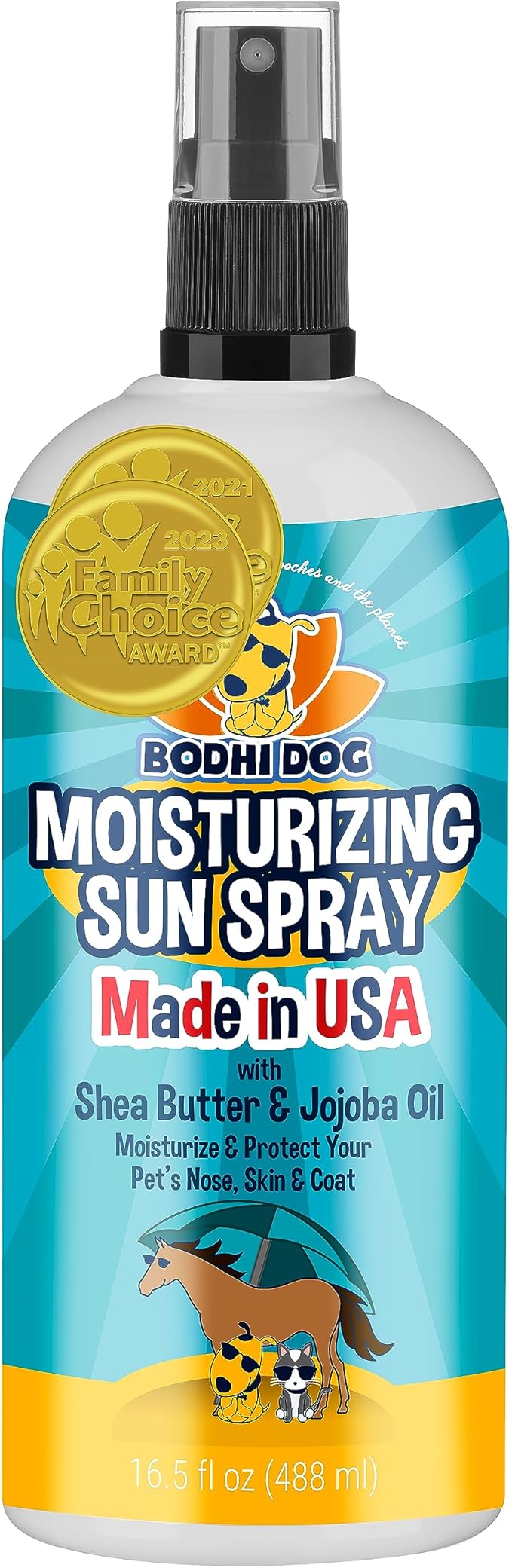 Bodhi Dog Sunscreen Moisturizing Pet Sun Spray - Safe for Dogs, Cats & Horses - Natural Protection for Skin, Coat, Nose, Ears - Hydrating & Non-Toxic - Made in USA (16.5 Fl Oz)