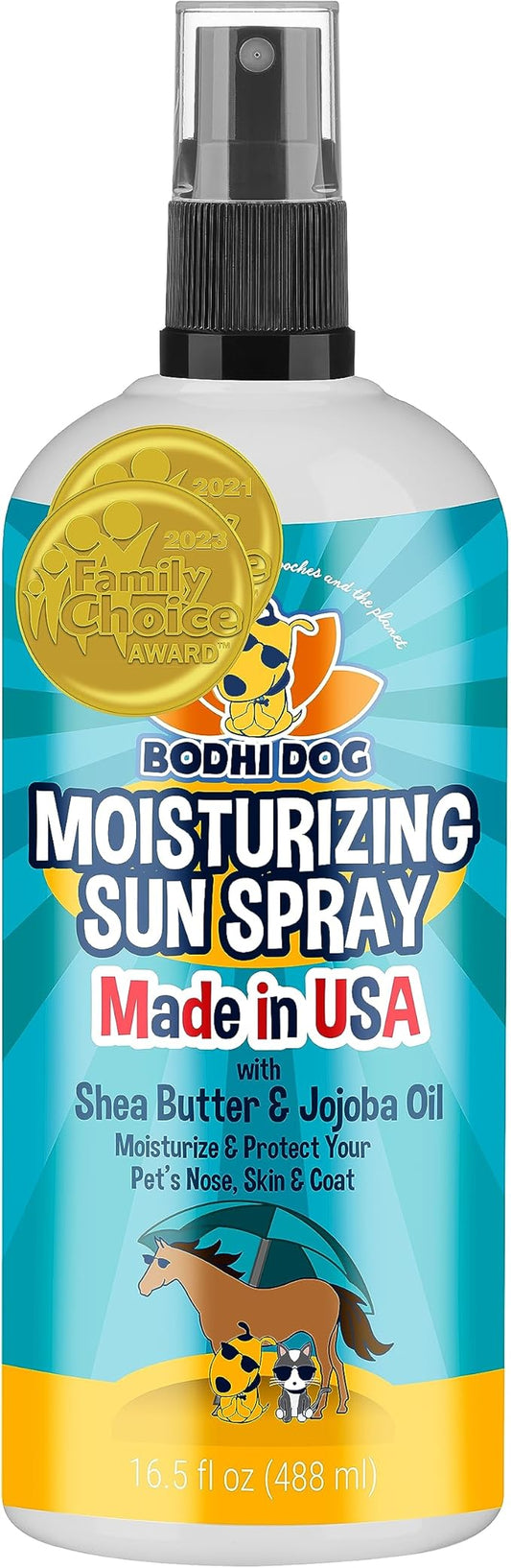 Bodhi Dog Sunscreen Moisturizing Pet Sun Spray - Safe for Dogs, Cats & Horses - Natural Protection for Skin, Coat, Nose, Ears - Hydrating & Non-Toxic - Made in USA (16.5 Fl Oz)